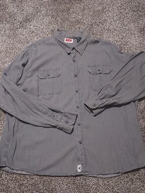 Wrangler Gray Long-Sleeve Casual Button-Down Shirt